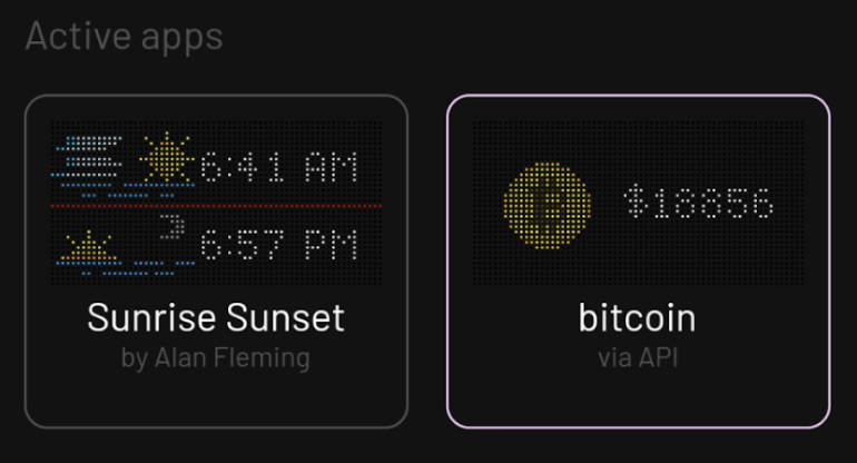 A pushed installation alongside a regular installation in the Tronbyt app.