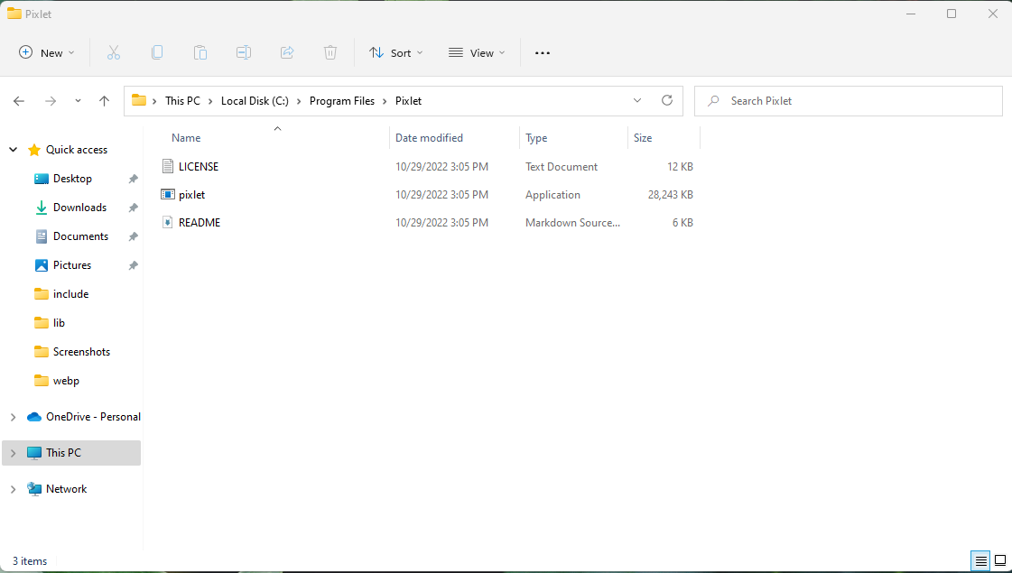 windows pixlet folder